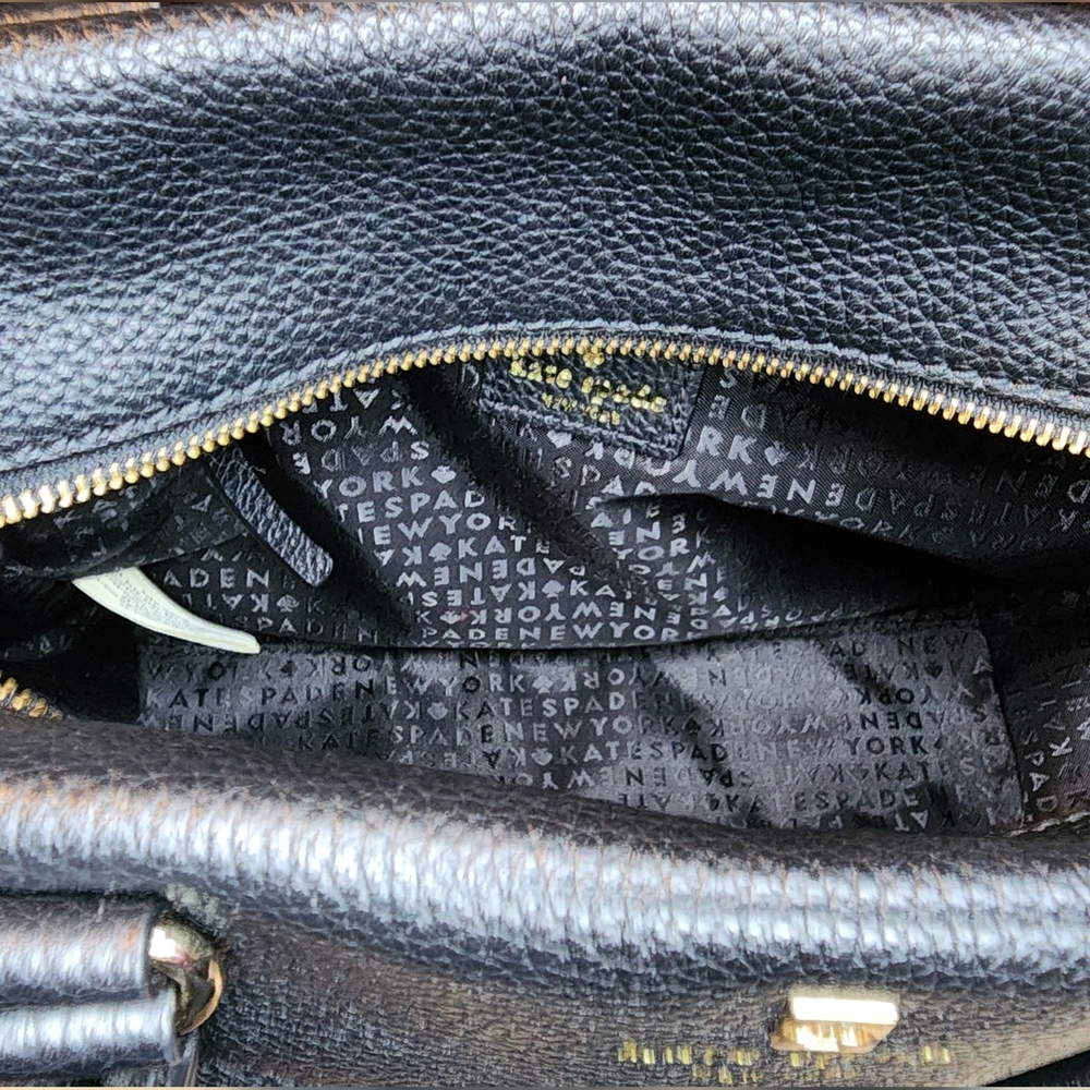 New Kate Spade New York Grant Park Hadlen Black pebble leather satchel purse - Picture 7 of 16
